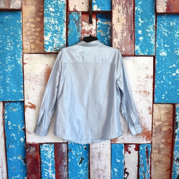 Women's Ruby Rd. Shirt Long Sleeve Top Button Up SIZE 14 Silver White Metallic - Picture 6 of 11